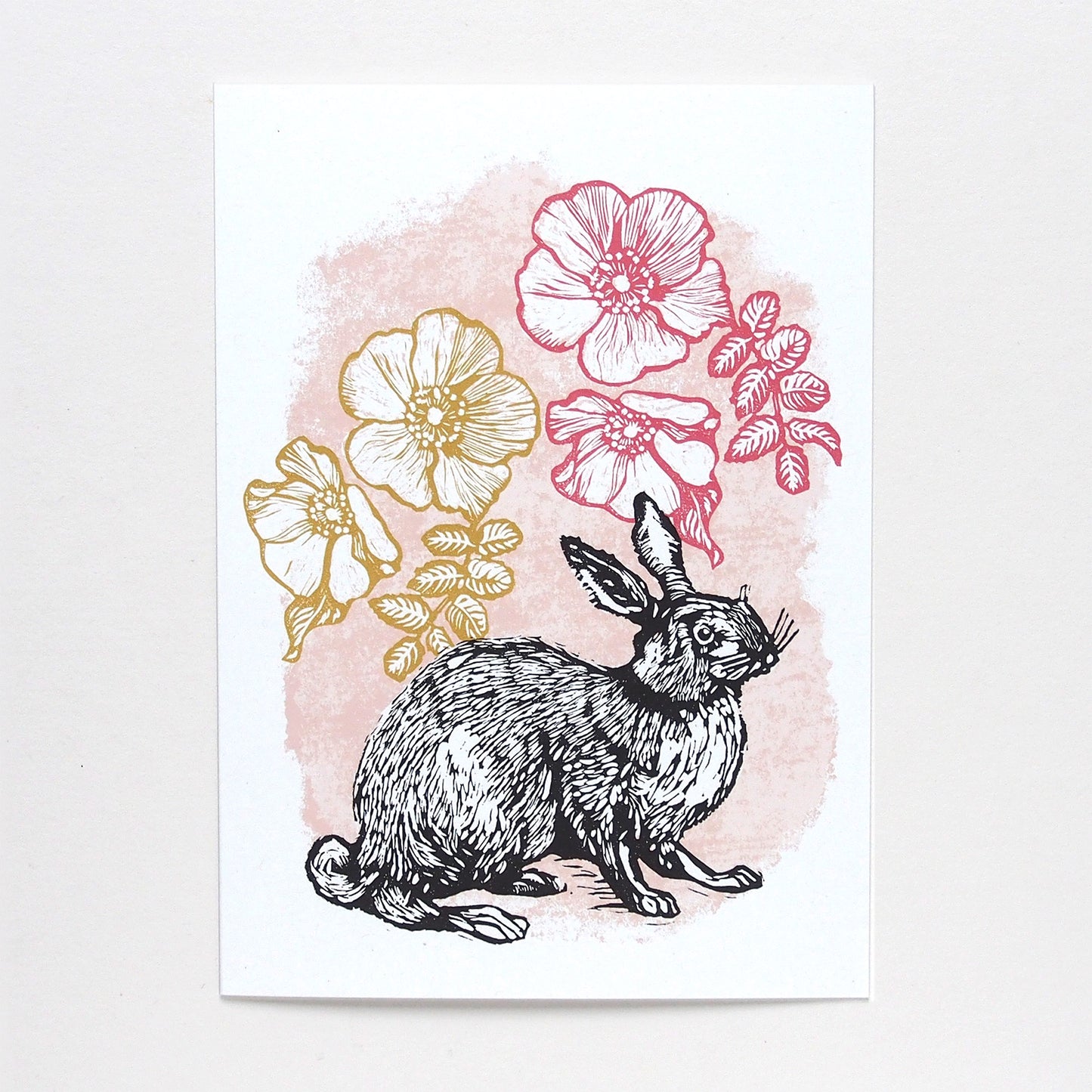 ‘The Hare’ Linocut Art Card by Hawk and Rose Press