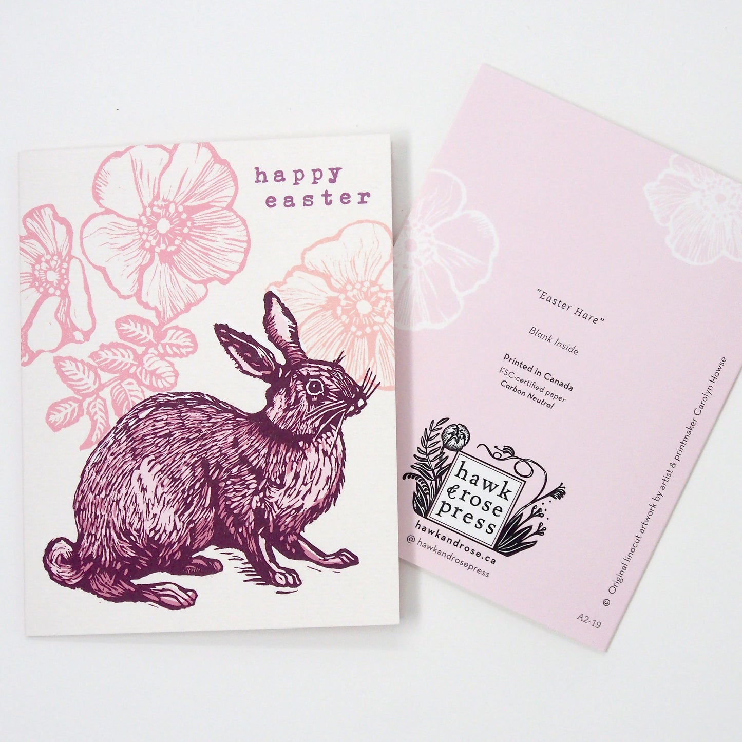 ‘Happy Easter’ Linocut Card by Hawk and Rose Press