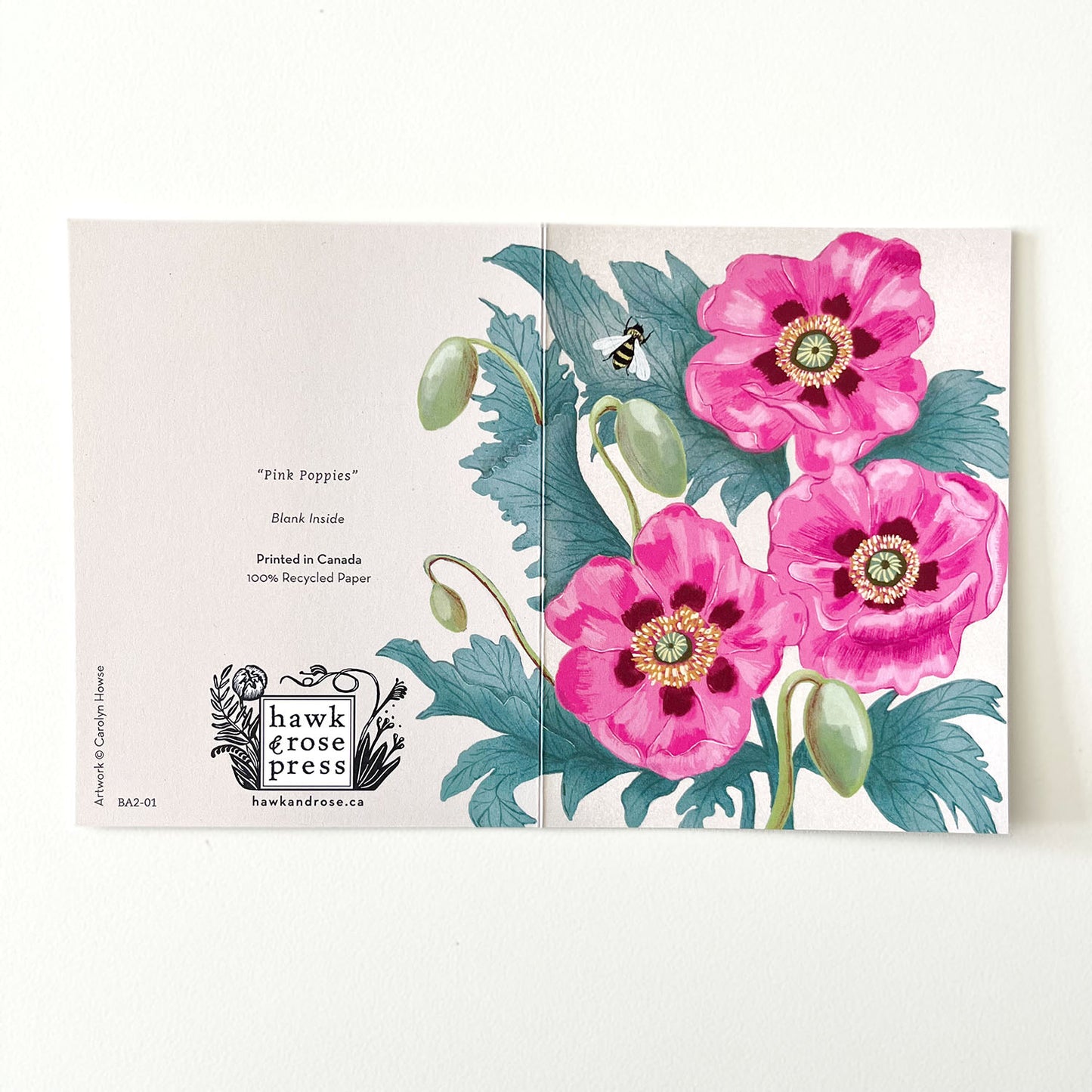 Botanical Expressions Series ‘Pink Poppies’ Card by Hawk and Rose Press