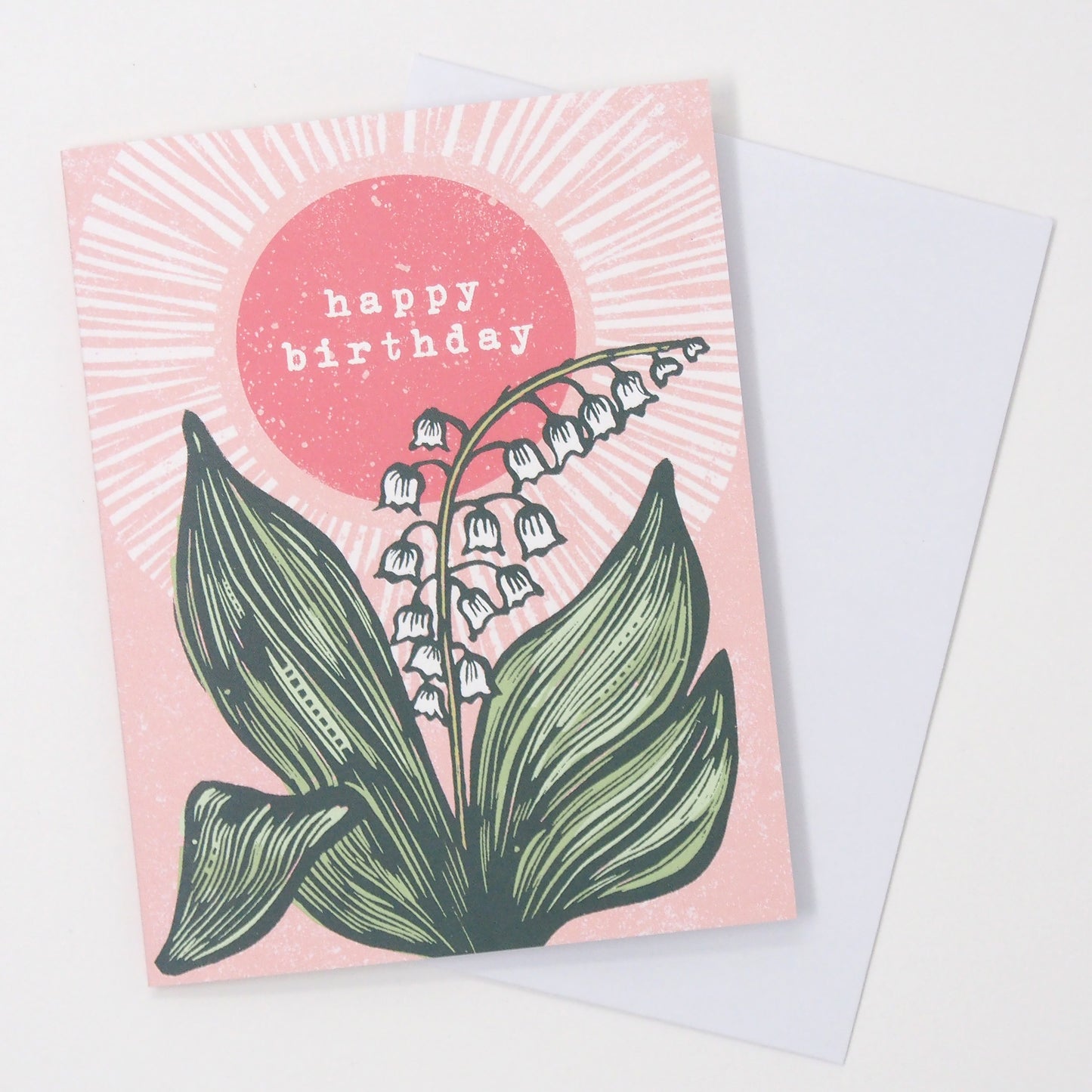 ‘Lily Birthday’ Linocut Card by Hawk and Rose Press