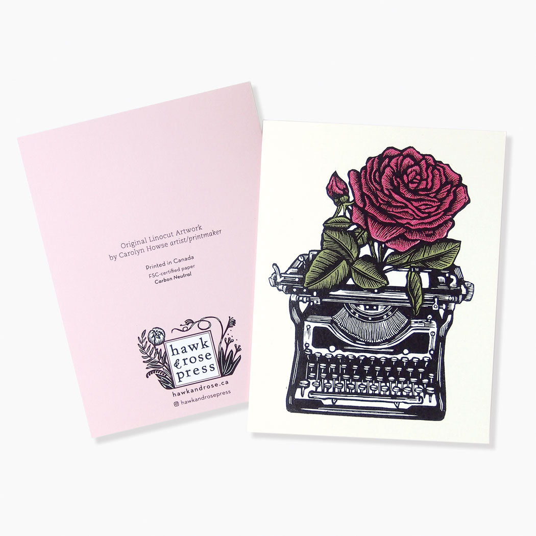 ‘Vintage Underwood’ Linocut Card by Hawk and Rose Press