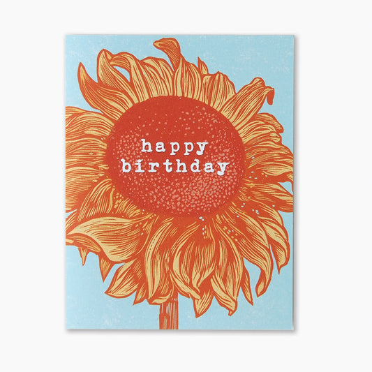 ‘Sunflower Birthday’ Linocut Card by Hawk and Rose Press