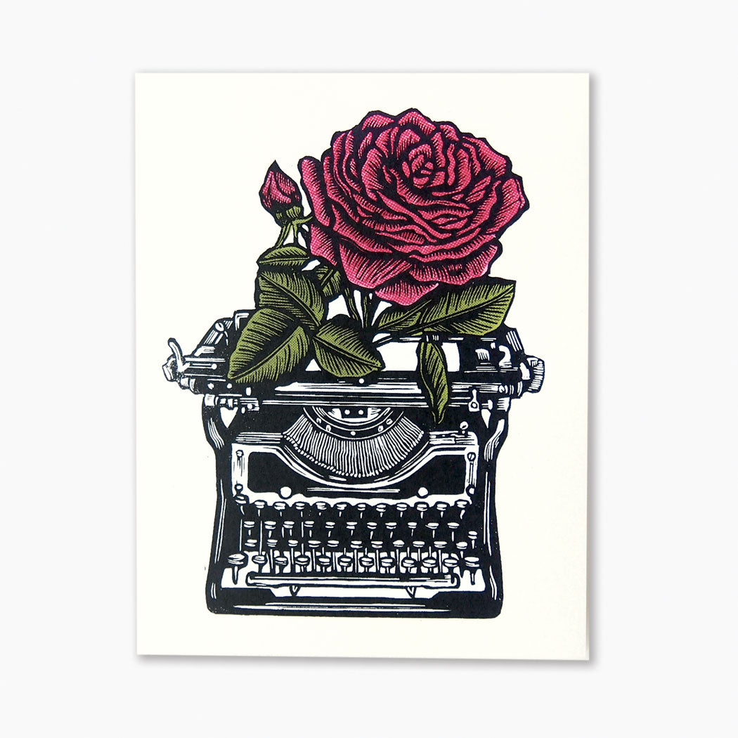 ‘Vintage Underwood’ Linocut Card by Hawk and Rose Press