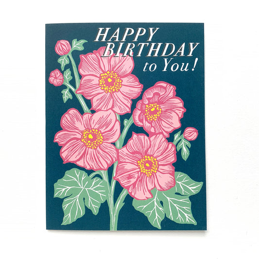 ‘Birthday Anemones’ Linocut Card by Hawk and Rose Press