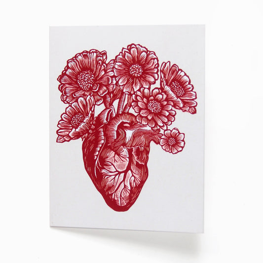 ‘El Corazon’ Linocut Card by Hawk and Rose Press