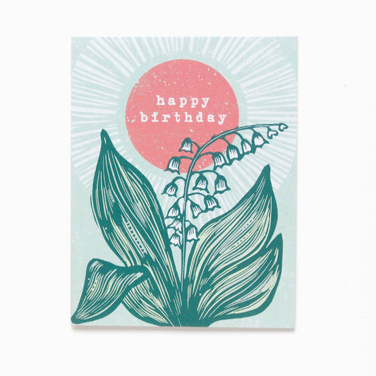 ‘Lily Birthday’ Linocut Card by Hawk and Rose Press