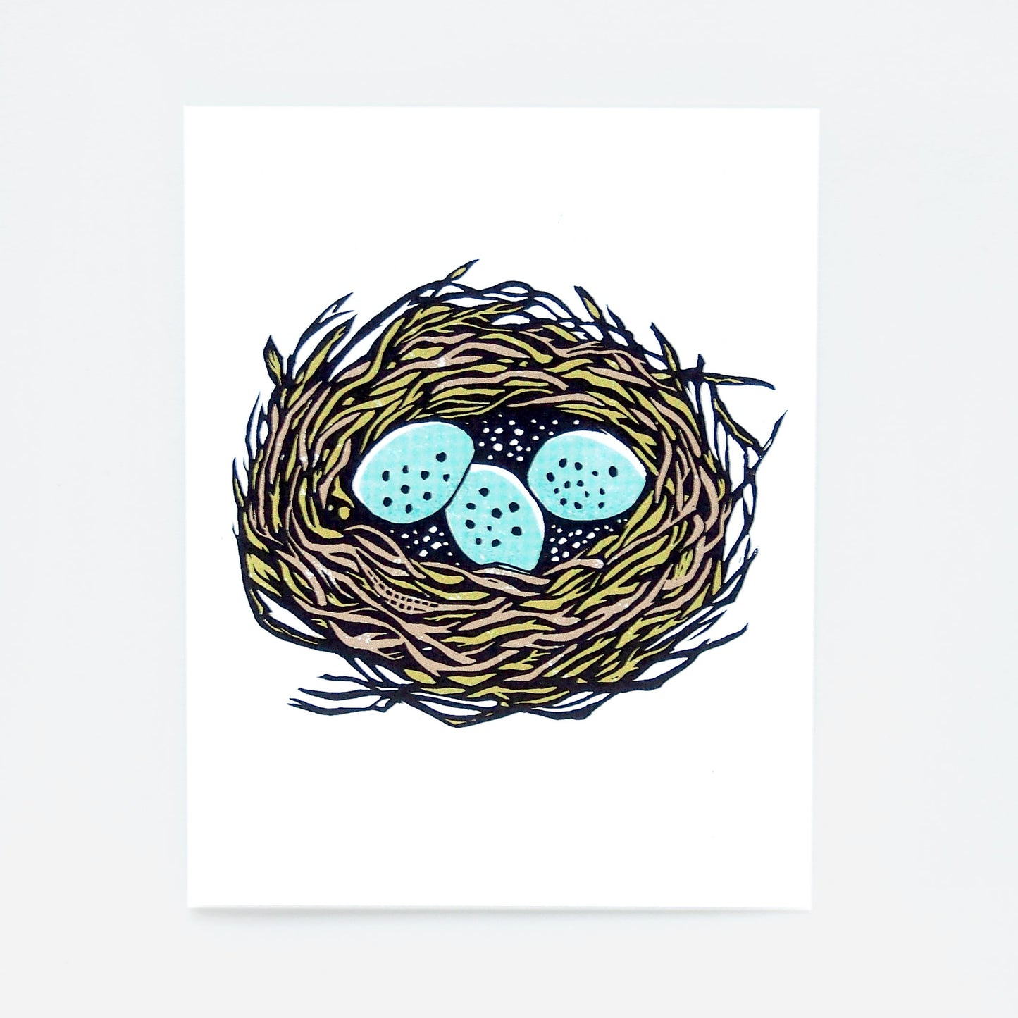 ‘Robin's Nest’ Linocut Card by Hawk and Rose Press