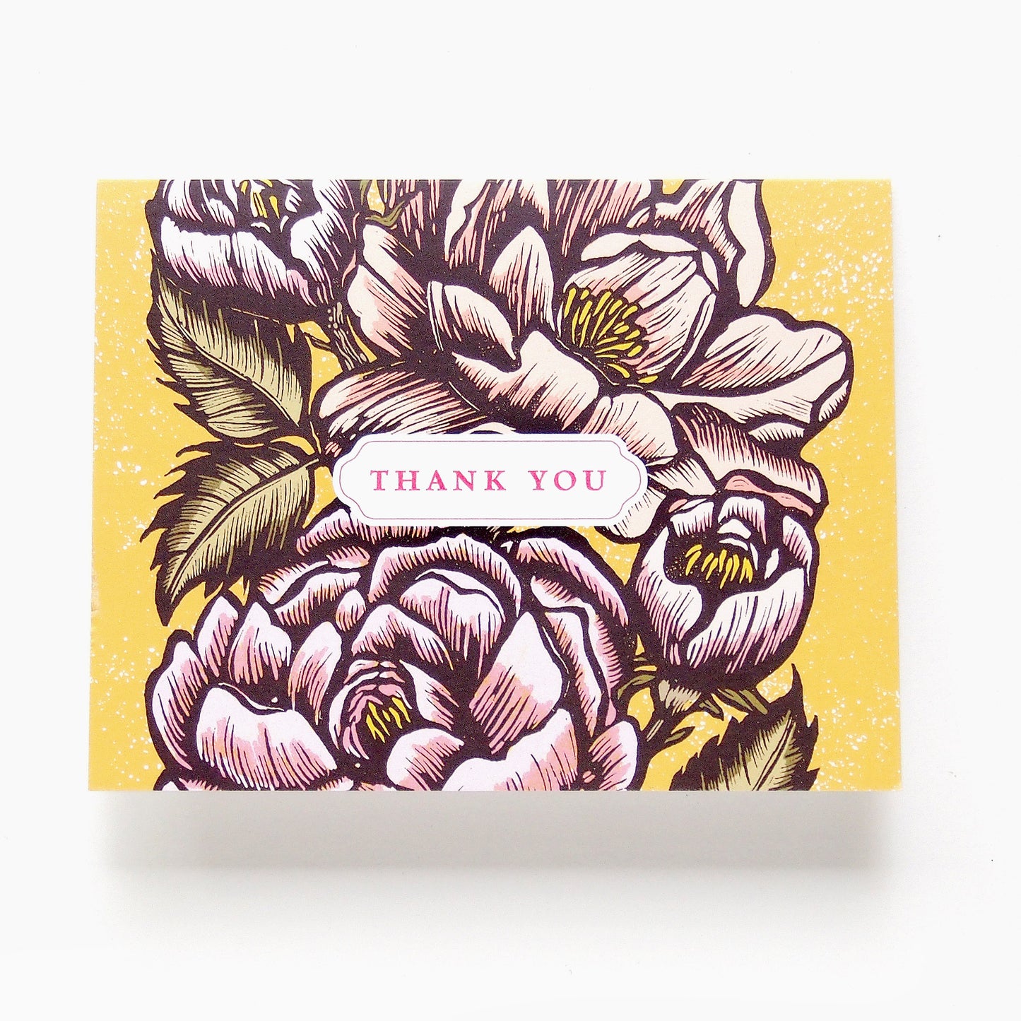 ‘Roses Thank You Card’ Linocut Card by Hawk and Rose Press