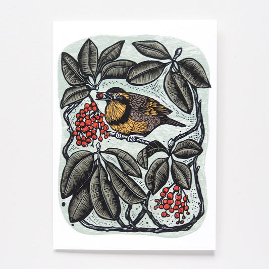 ‘Autumn Joy’  Linocut Art Card by Hawk and Rose Press