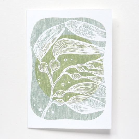 ‘Deep Sea Bull Kelp’ Linocut Art Card by Hawk and Rose Press