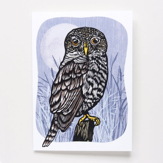 ‘Night Owl’ Linocut Art Card by Hawk and Rose Press