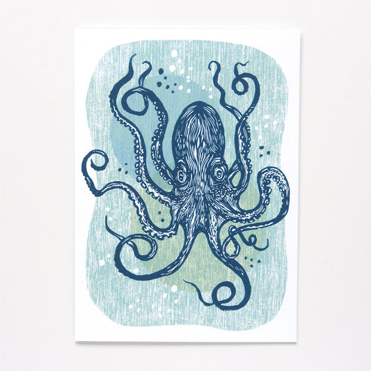 ‘Octopus’ Linocut Art Card by Hawk and Rose Press