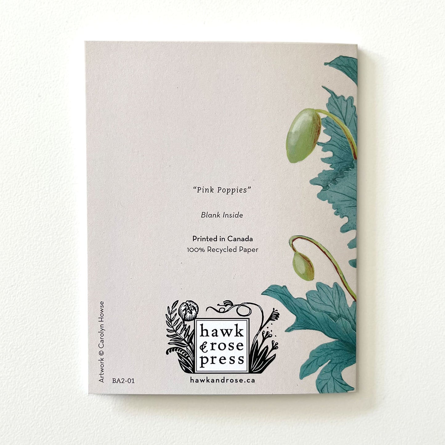 Botanical Expressions Series ‘Pink Poppies’ Card by Hawk and Rose Press