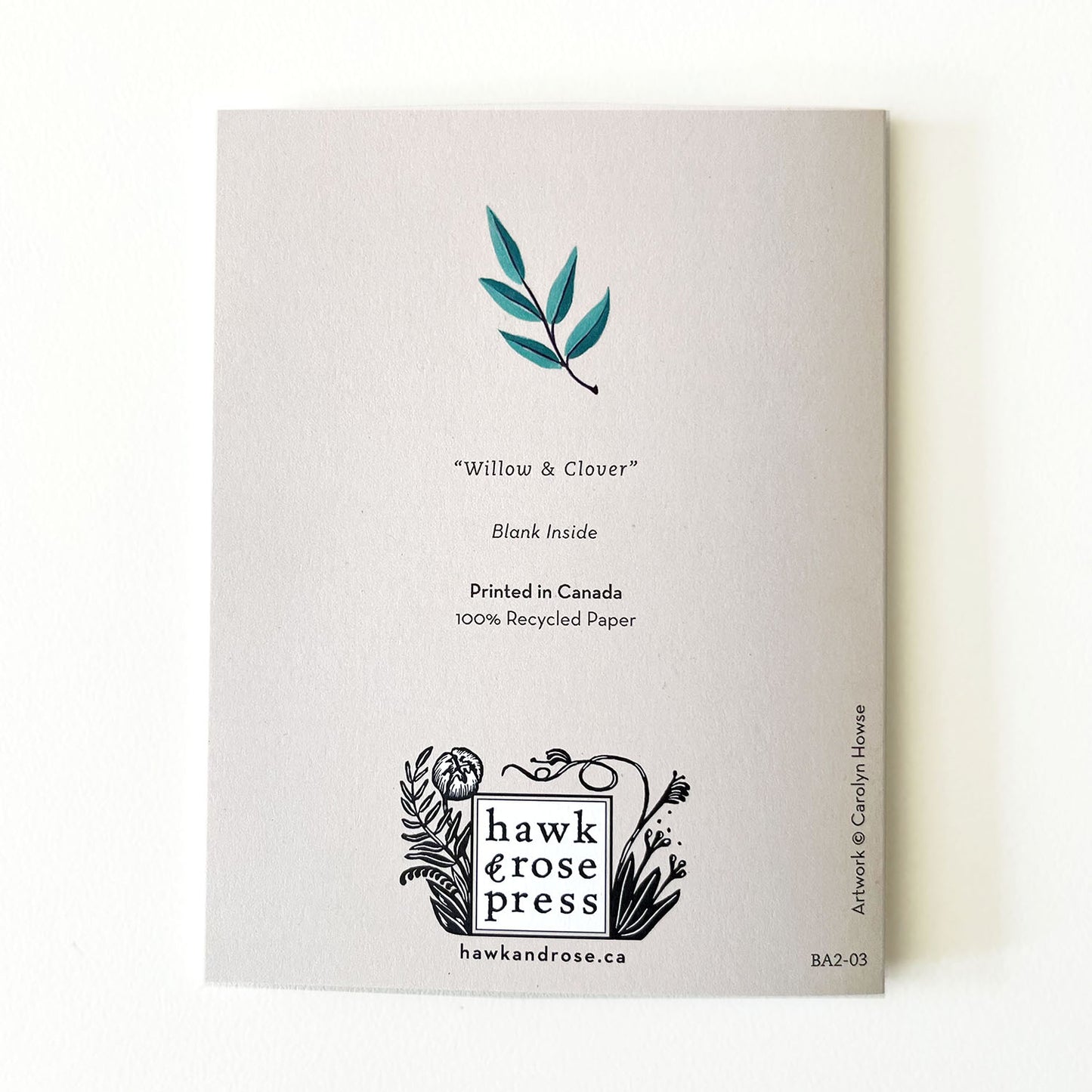 Botanical Expressions Series ‘Willow & Clover’ Card by Hawk and Rose Press