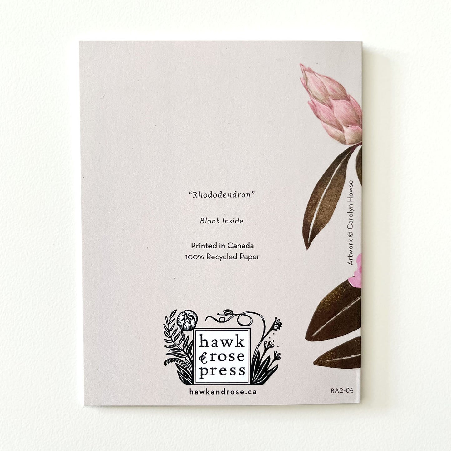 Botanical Expressions Series ‘Rhododendron’ Card by Hawk and Rose Press