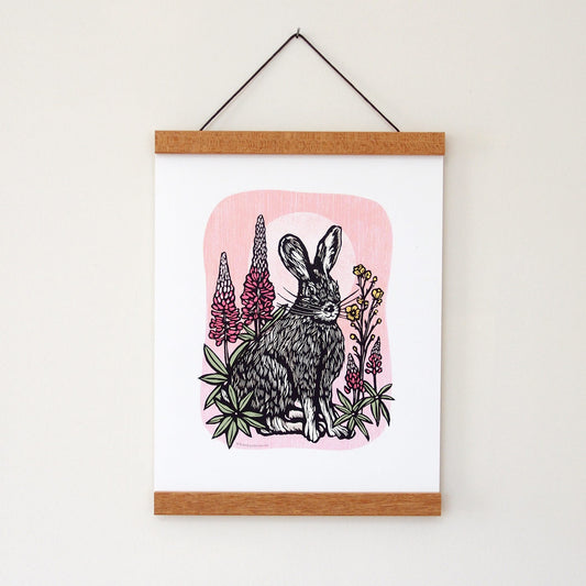 Hare & Lupins Reproduction Print