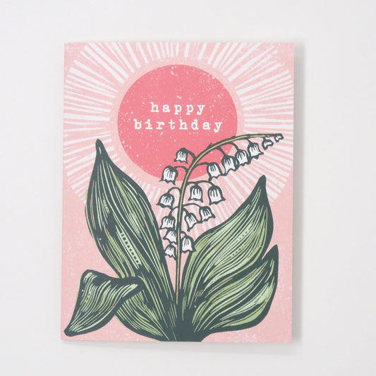‘Lily Birthday’ Linocut Card by Hawk and Rose Press